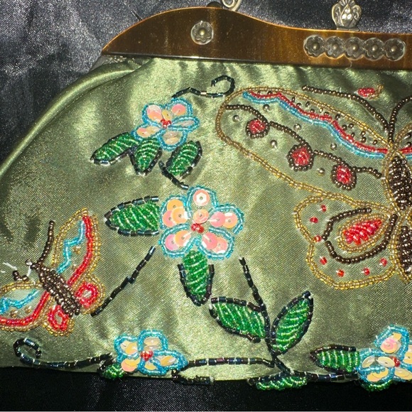 Monsoon Accessorize Clutch Bag Pink Butterfly Butterflies Embroidery 13 x 7 - Picture 2 of 13